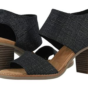 Tom's Majorca Black Shimmer Sandel Size 7